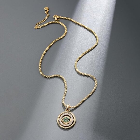 Neiman Marcus 18k Gold Plated Evil Eye Necklace - Picture 3 of 4